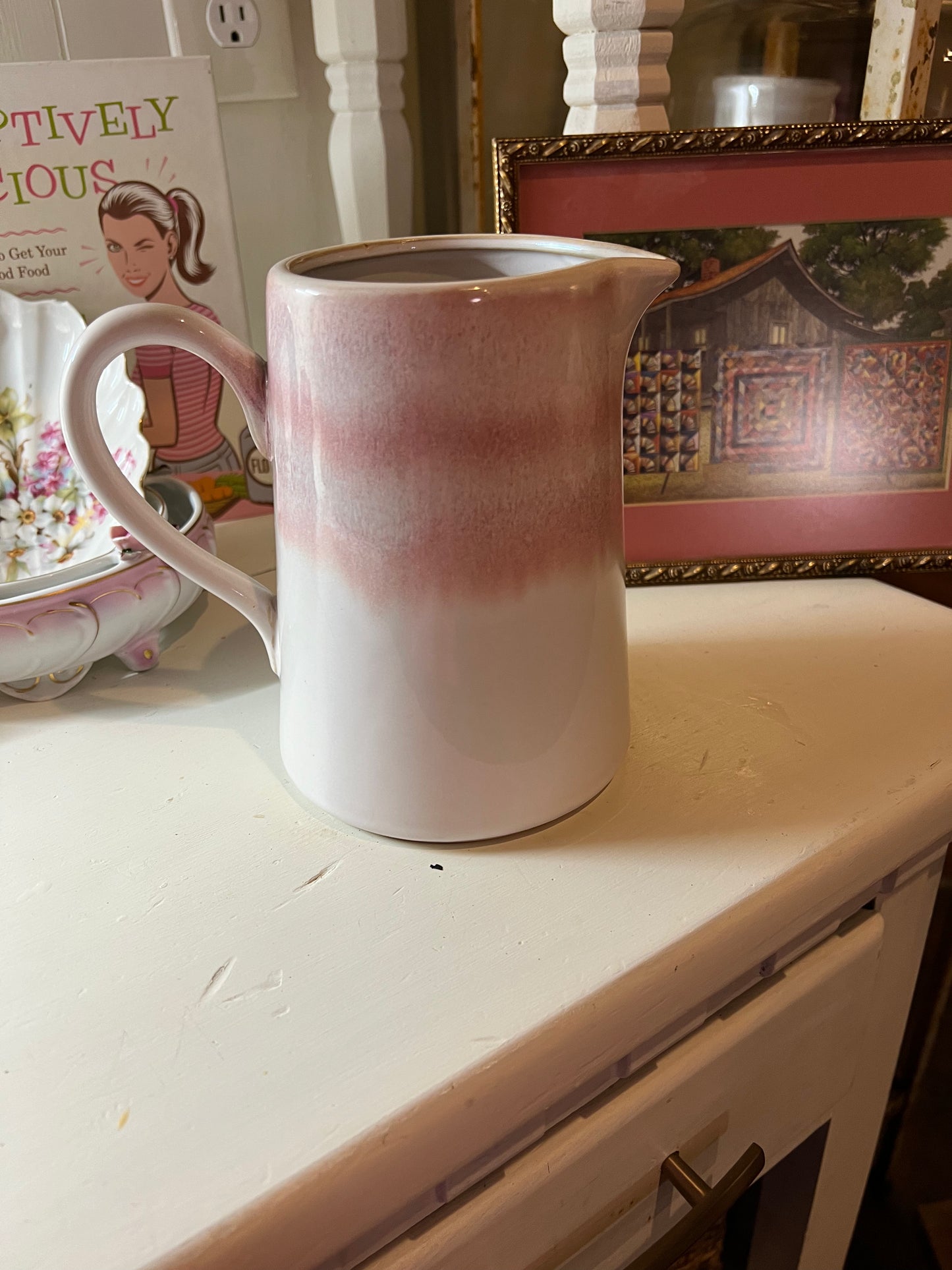 Pink Stoneware Pitcher