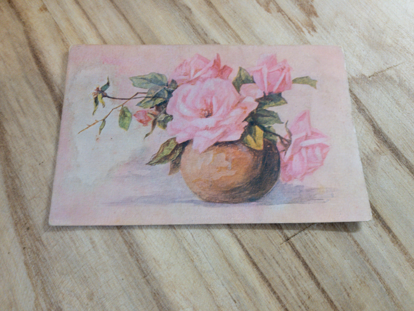 Vintage Post Card - Bowl of Roses