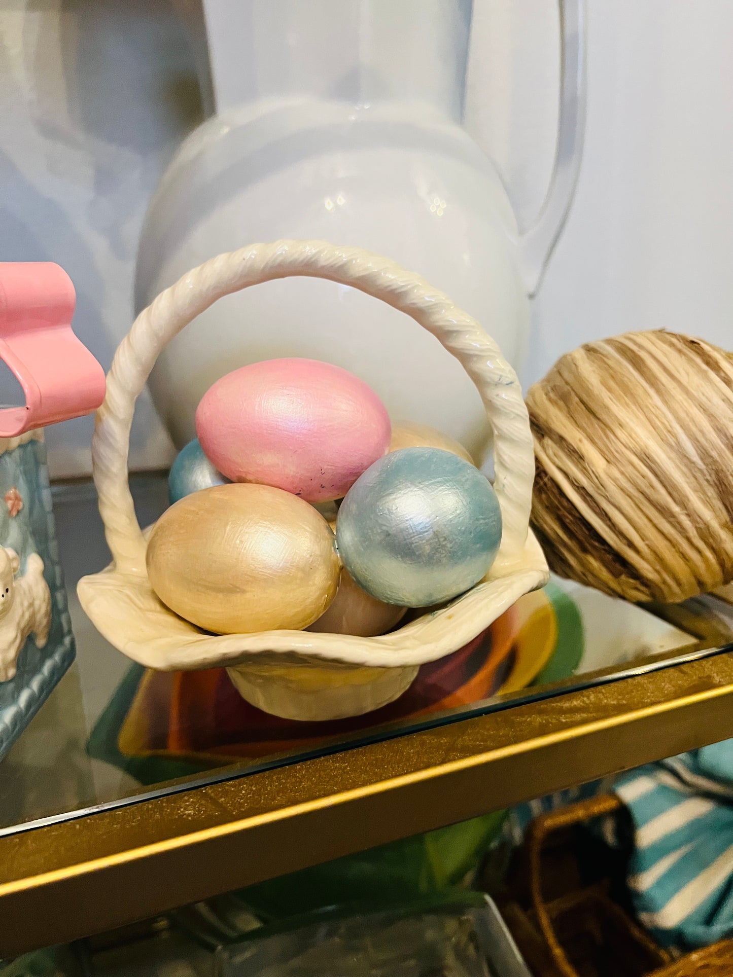 Ceramic Easter basket with eggs