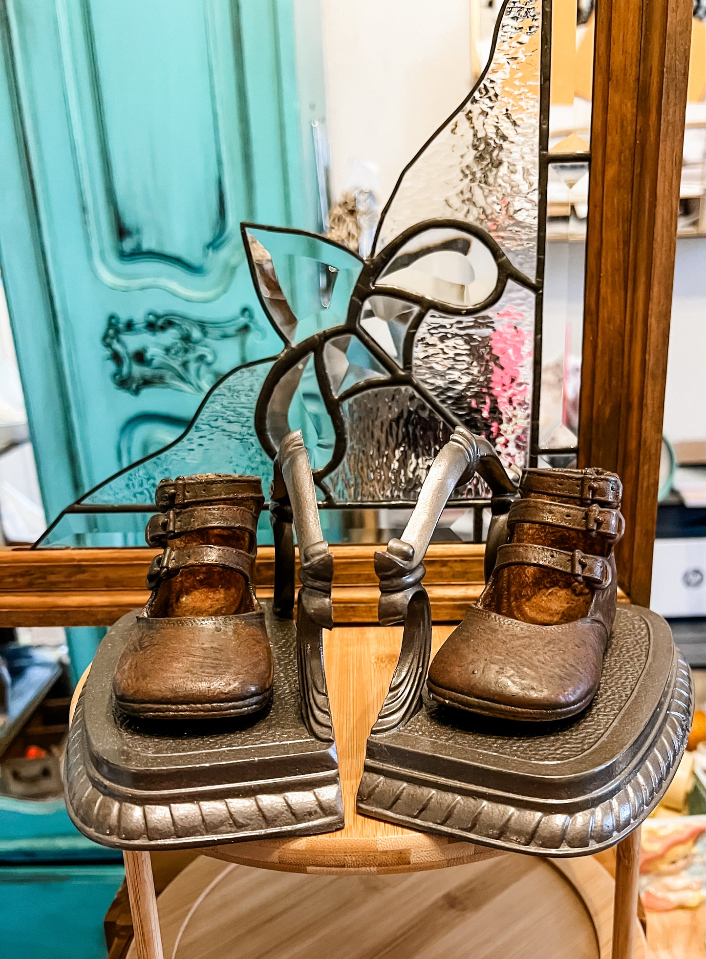 Bronzed Baby shoes Bookends