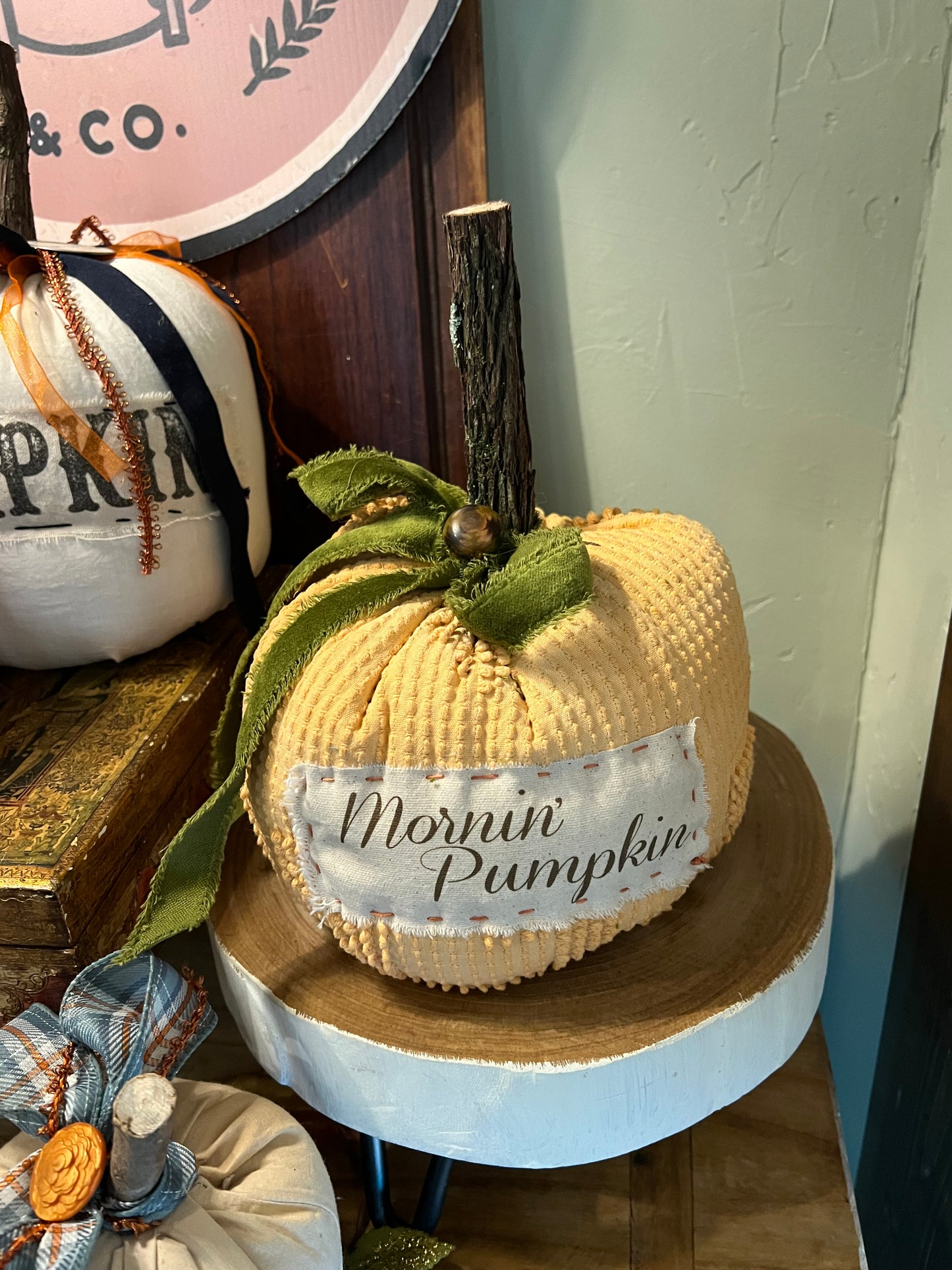Orange Chenille Shabby Pumpkin-Large