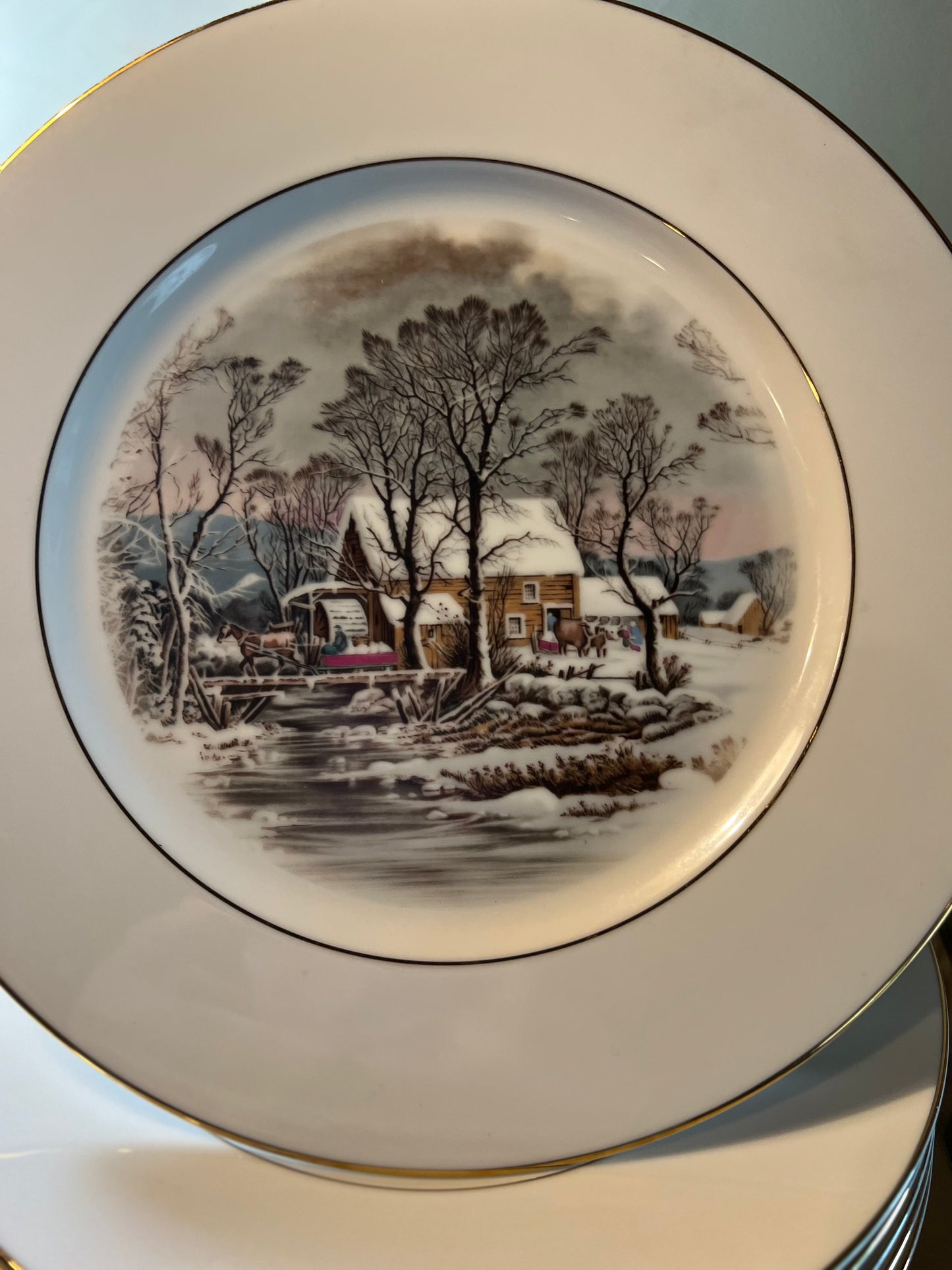 Avon winter scene plates