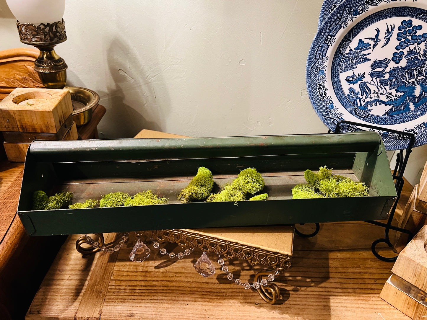 Rustic Green Metal Tool Caddy