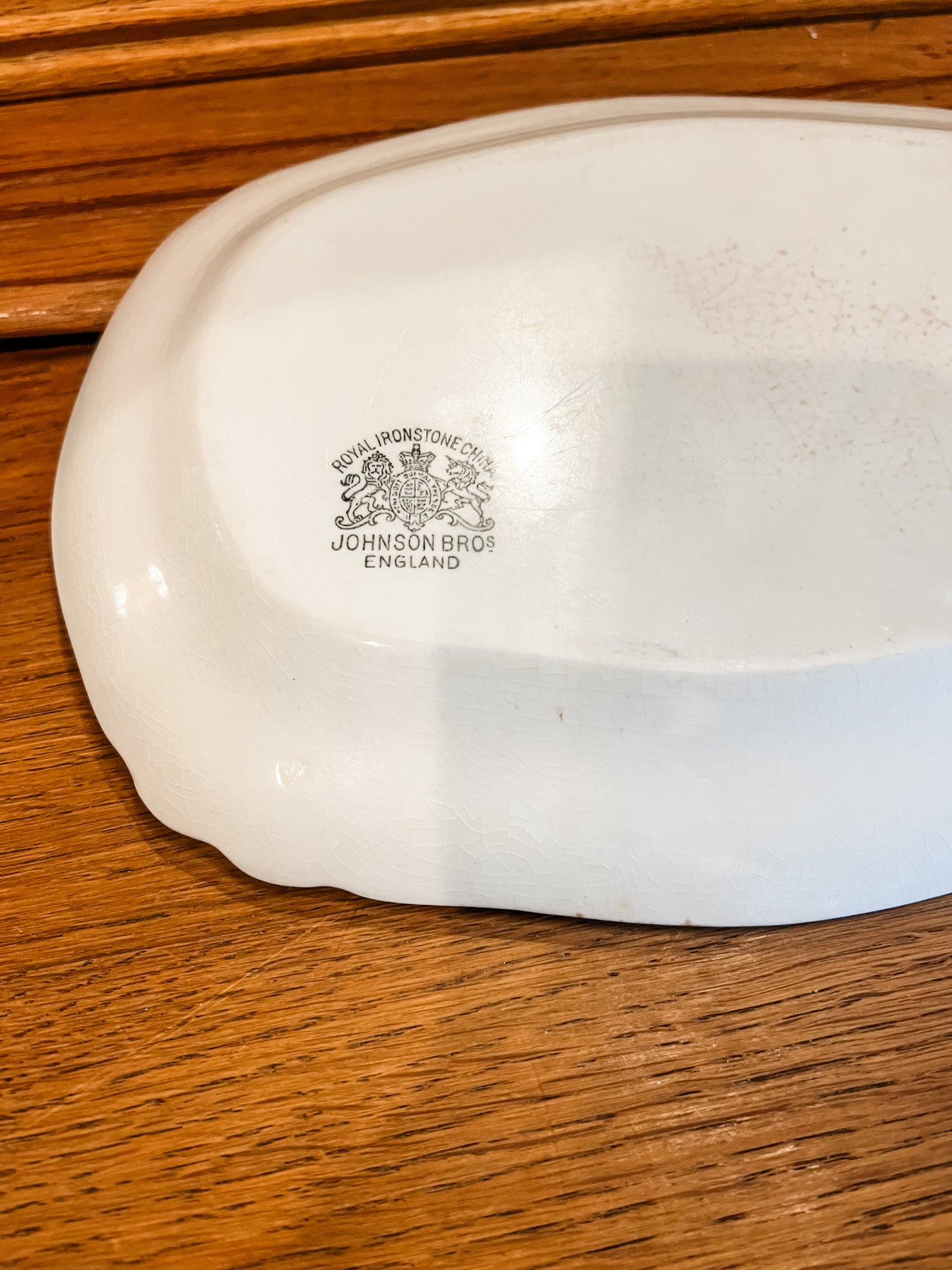 Antique White Ironstone Platter Chunky Thick Crazed Dish Farmhouse Decor Johnson Bros. England