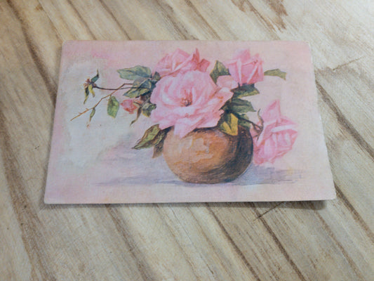 Vintage Post Card - Bowl of Roses