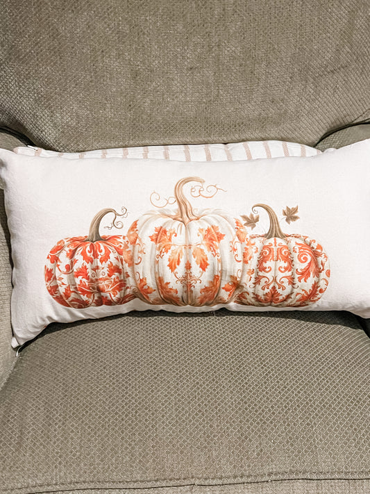 Orange Toile pumpkin Trio Pillow