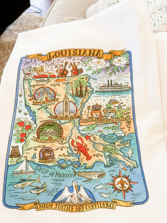 Louisiana Map Kitchen Towel