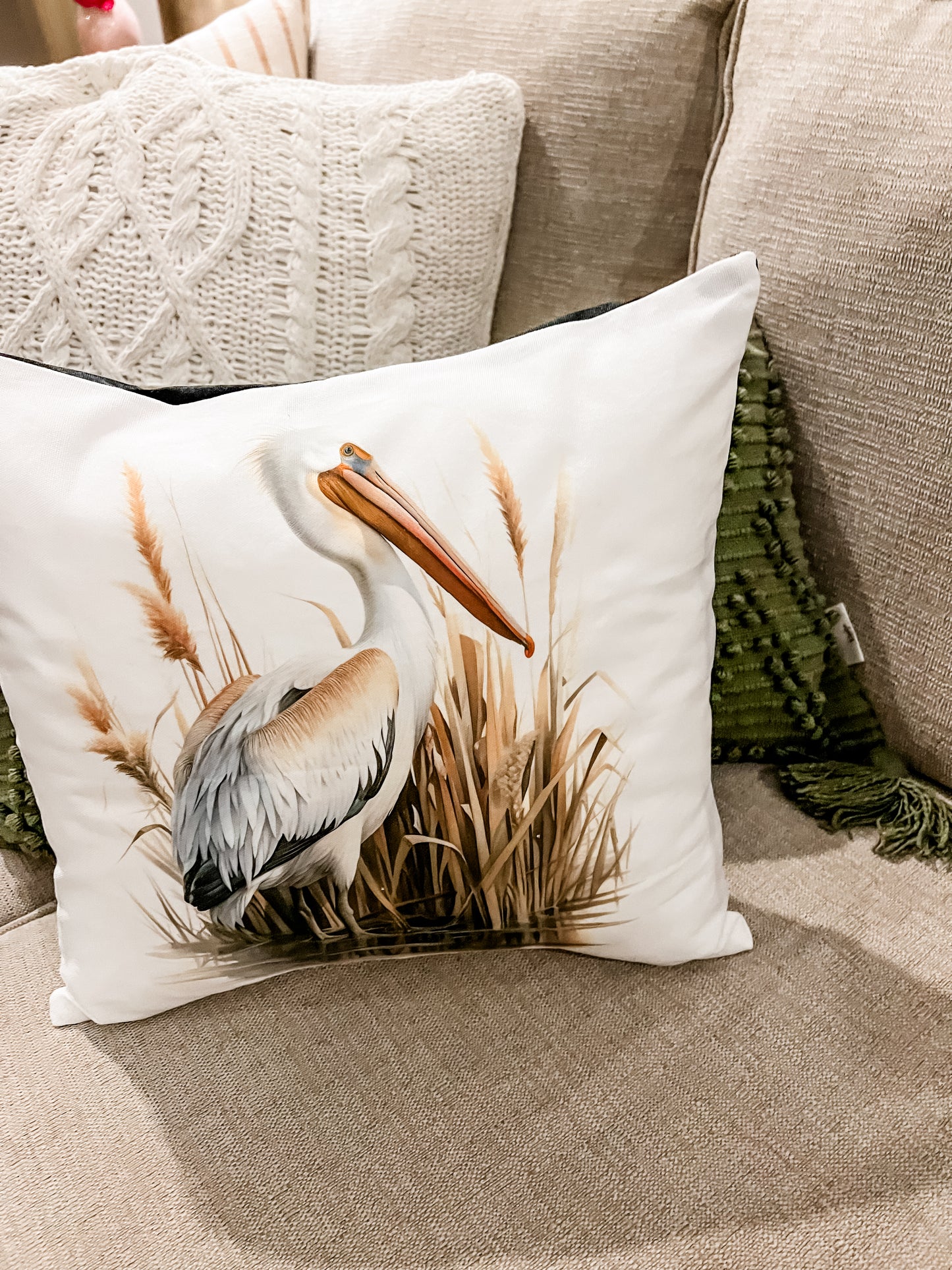 Pelican in Reeds Slipcover pillow