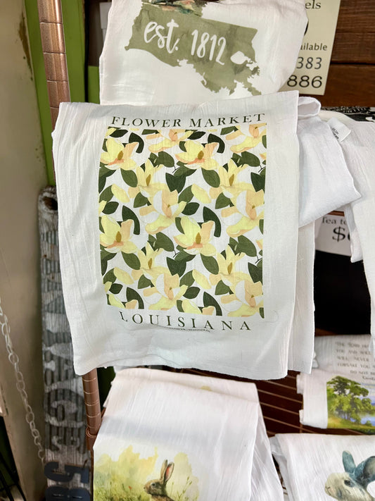Magnolia Flower Market Tea Towel